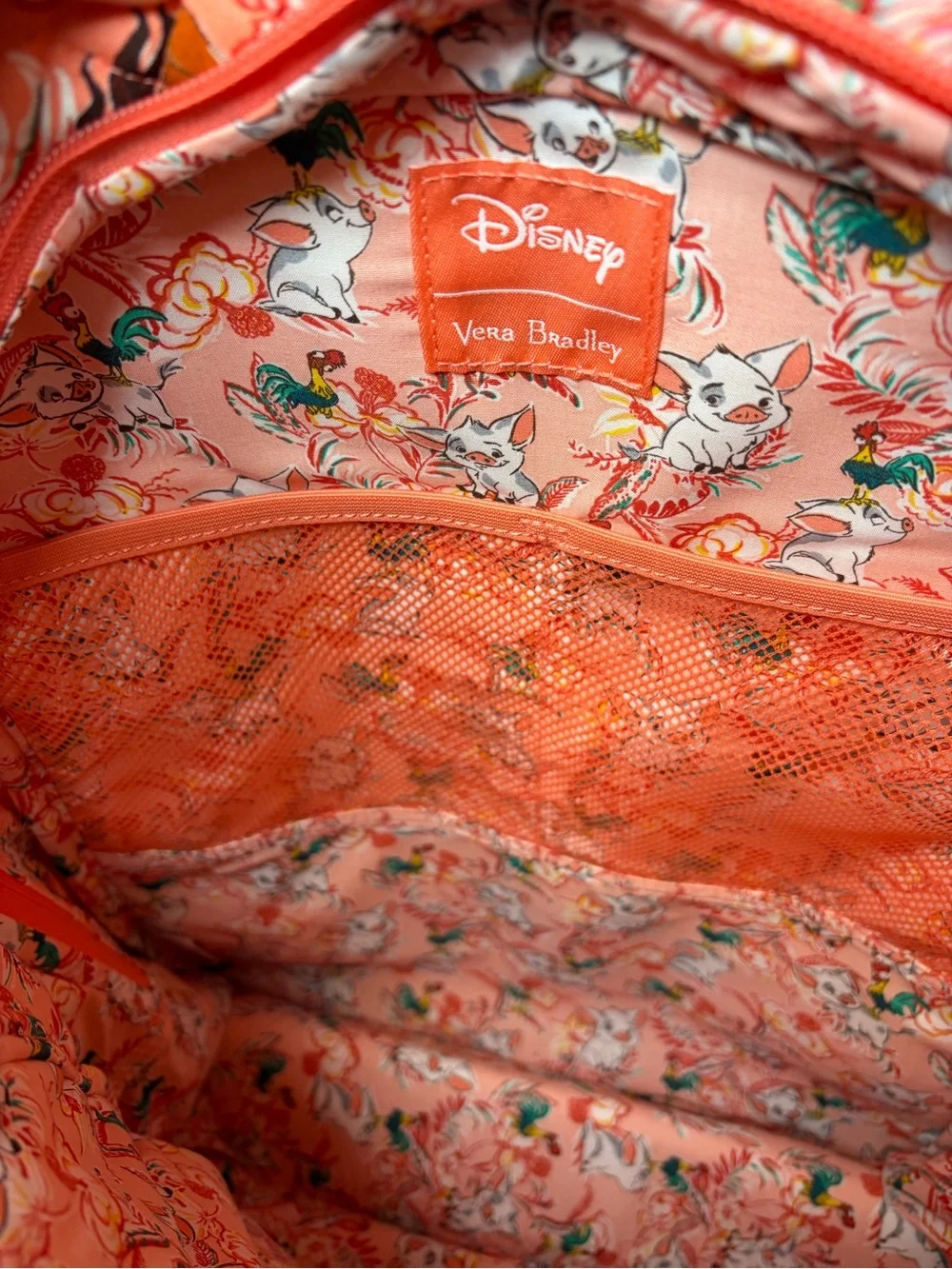 Vera Bradley X Disney Moana Pua Coral Floral Quilted Campus Laptop Backpack